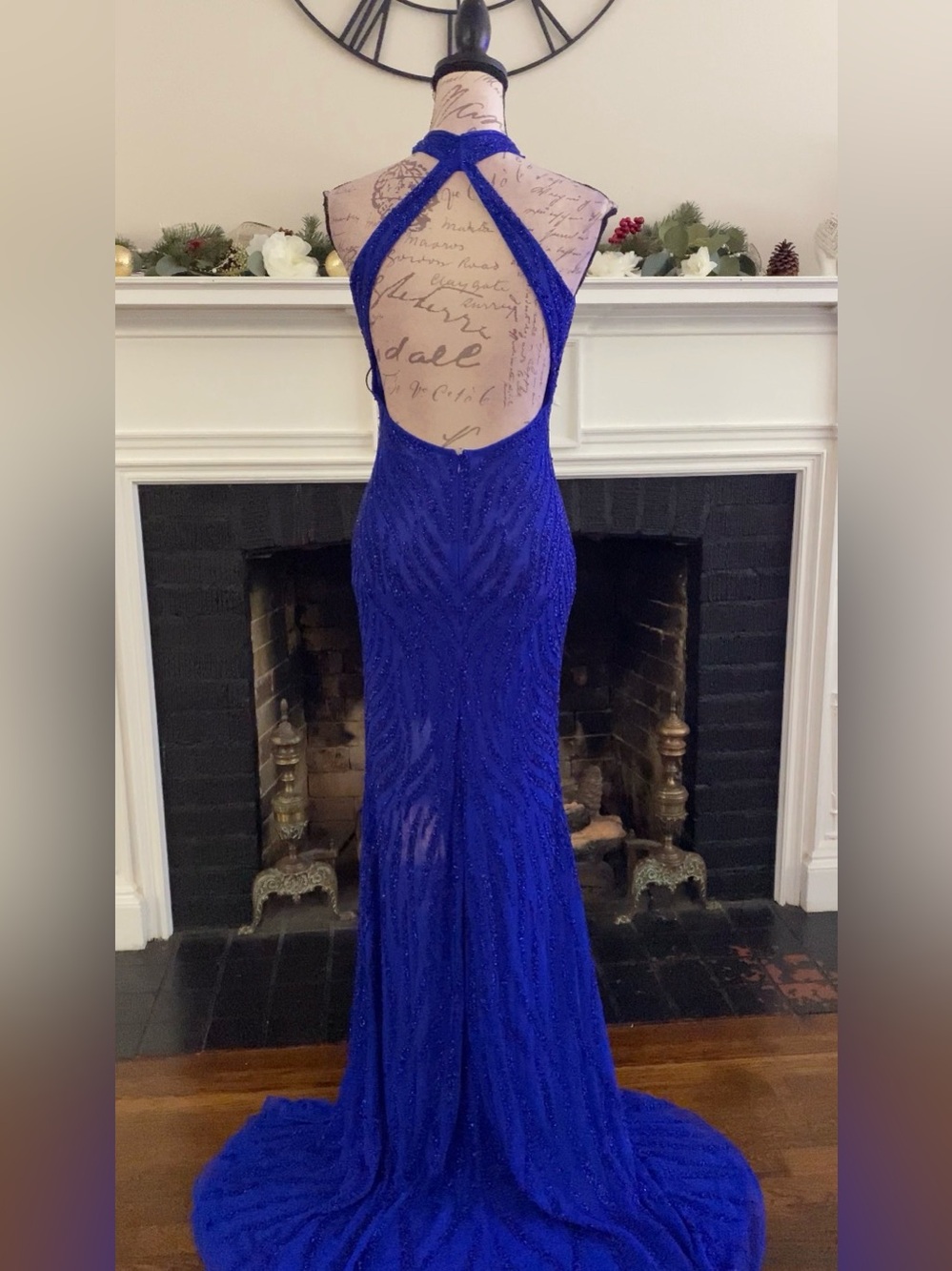NWT Royal blue beaded pageant evening gown, prom dress, formal dress - Picture 3 of 3